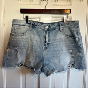 Time and Tru Light Blue Distressed High Rise Jean Shorts